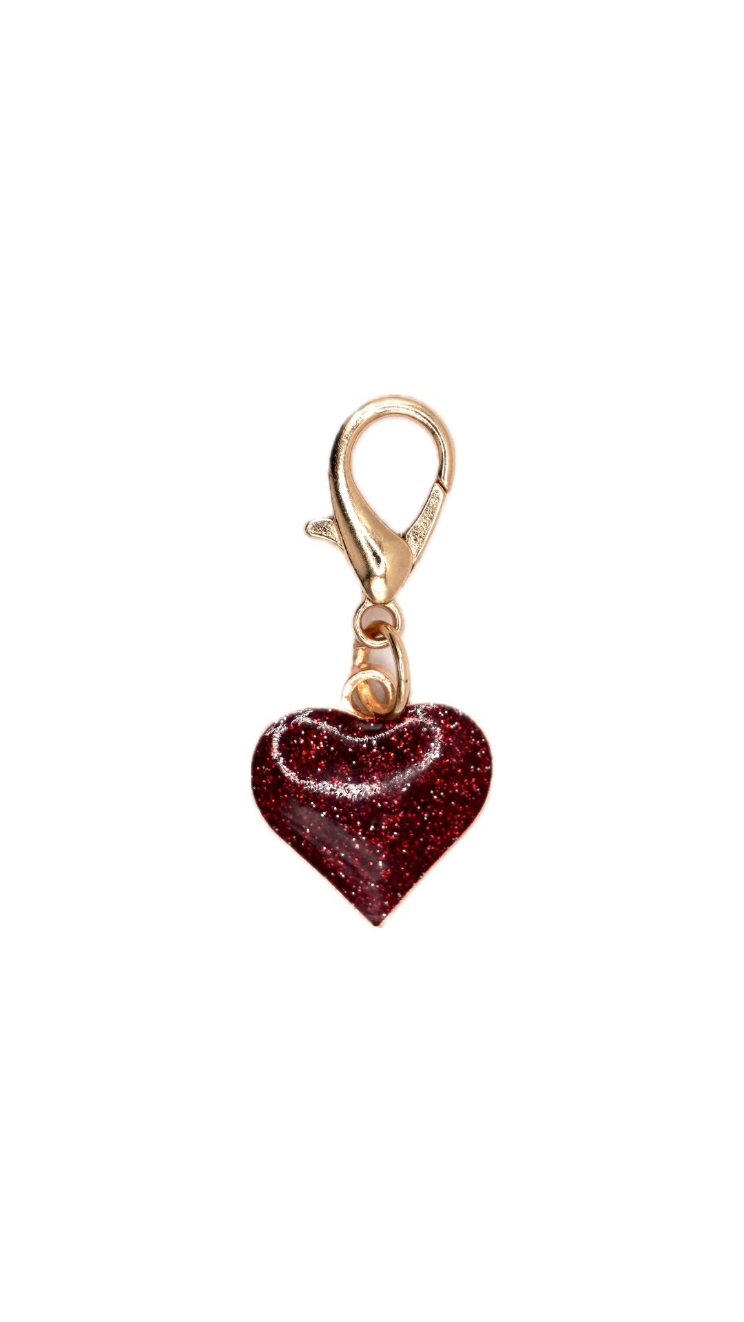 Glitter Heart Charm – Deep Ruby