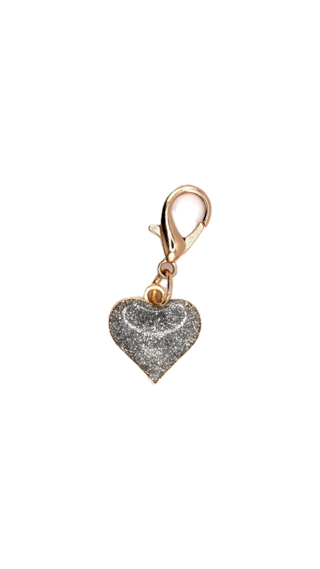 Glitter Heart Charm – Silver Spark