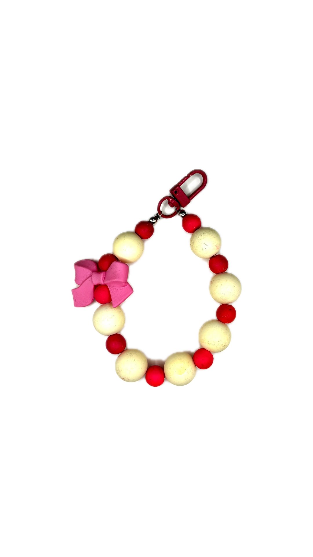 Pink–Cream Beads Phone Charm