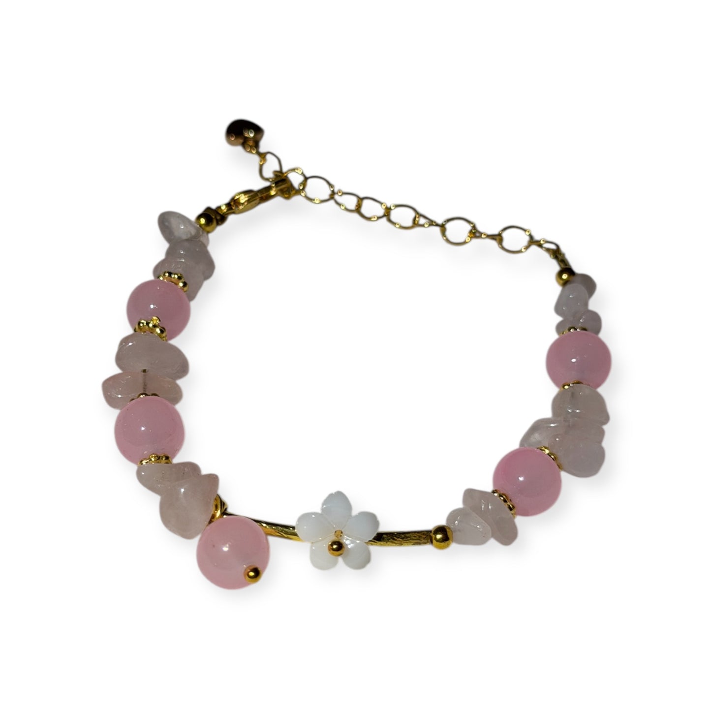 Rosé Quartz Charm Bracelet – zart, feminin & einzigartig