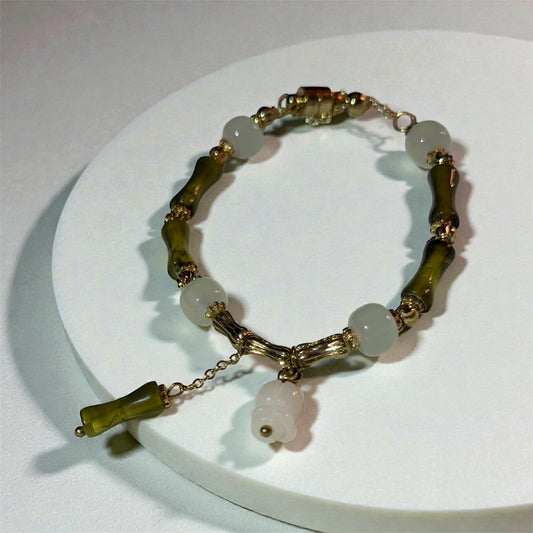 Olive Bamboo Blossom Bracelet – natürlich, edel & einzigartig